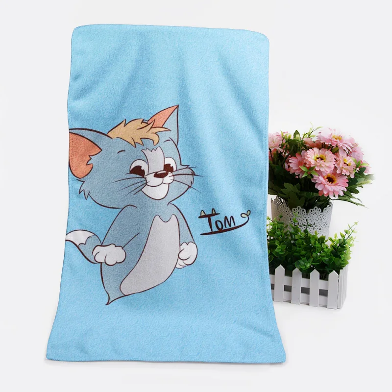 IVYYE 1PCS Tom and Jerry Fashion Customized Anime Bath Towels Handkerchief Soft Face Towel Cartoon Washcloth Unisex NEW