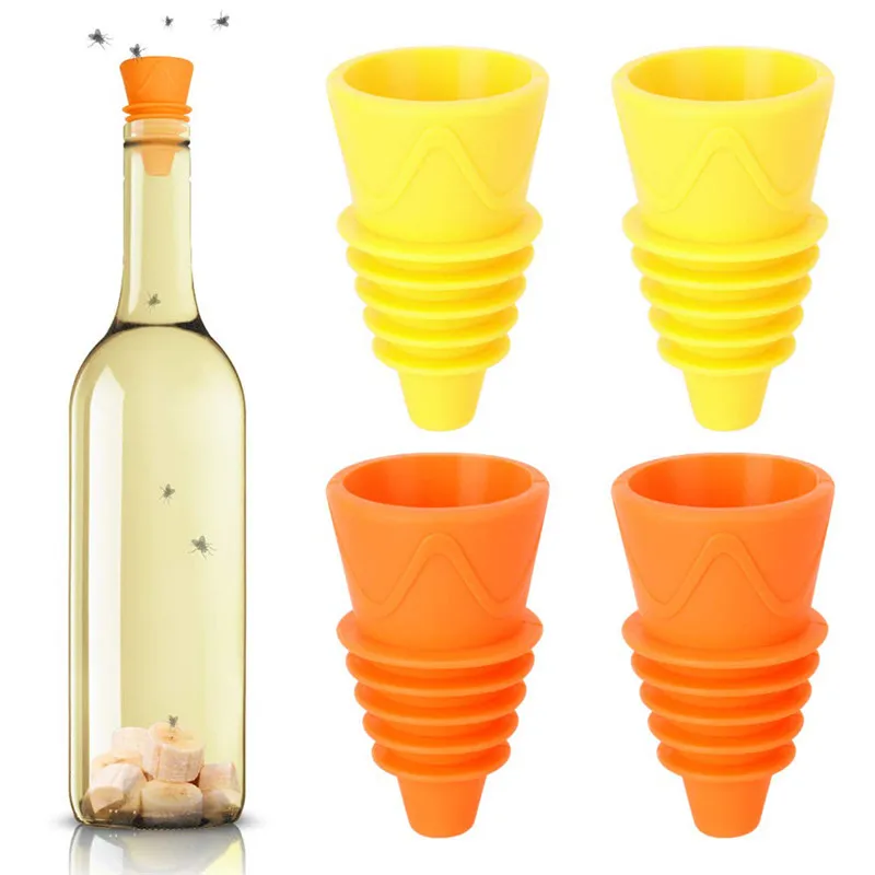 4/6/8pc Flexible Flies Trap Funnel Reusable Silicone Pest Control Fruit Catcher Killer Home Garden Kitchen Flytrap Fitting | Дом и сад