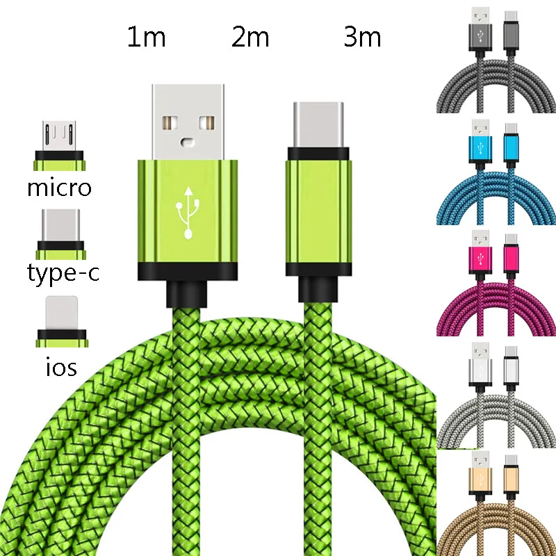 3/6/10FT USB кабель для быстрой Зарядное устройство для зарядного устройства с синхронизацией данных IOS микро Тип usb-C шнур для samsung Galaxy S8 Plus Note 8 для iPhone 7 8 X
