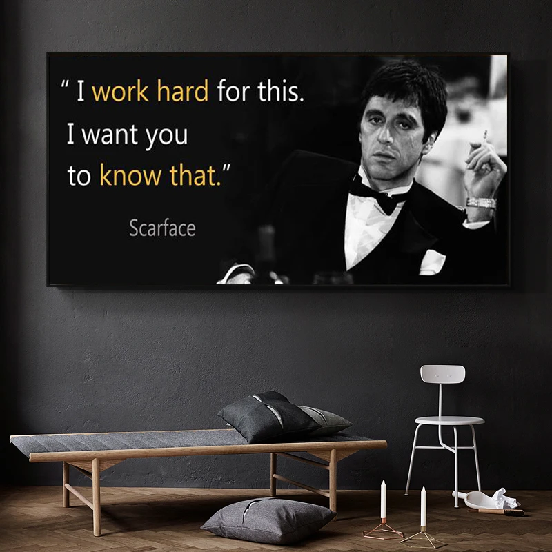 Tony Montana Scarface Quotes Canvas Painting Scarface Movie Quotes Poster Extraordinary Wall Art Print Tony  Montana Portrait Wall Picture For Living Room|Painting & Calligraphy| -  Aliexpress