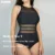 Riseado Black Mesh One Piece Swimsuit Women Swimwear 2021 Sexy High Neck Bathing Suit Women Backless Plus Size Swimwear XXL