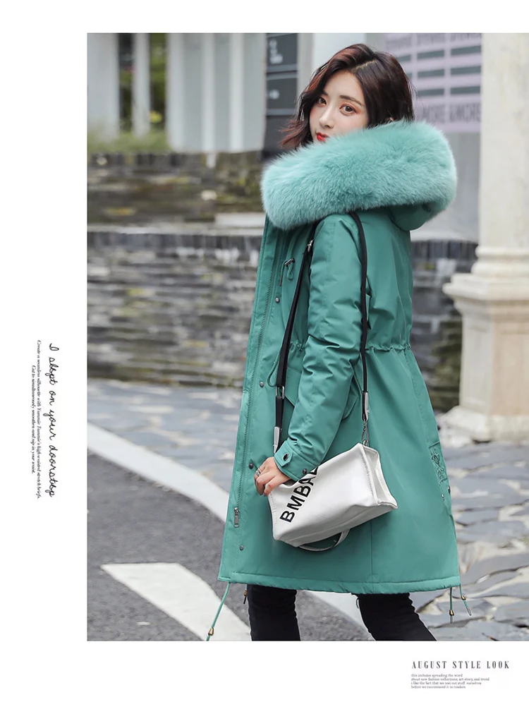 Плюс Размеры Новая мода Slim Для женщин зимняя куртка теплое стеганное хлопковое зимнее пальто Для женщин Длинная парка пальто с мехом, Куртка с воротником пальто Parker H16
