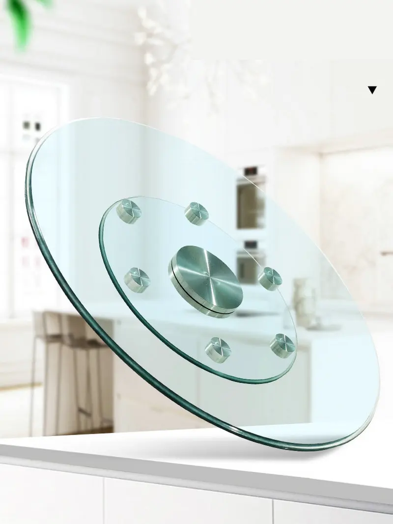 Double Layer Tempered Glass Lazy Susan Dining Table Top Turntable Swivel Plate HQ GG02 With Supporting Legs More Stable