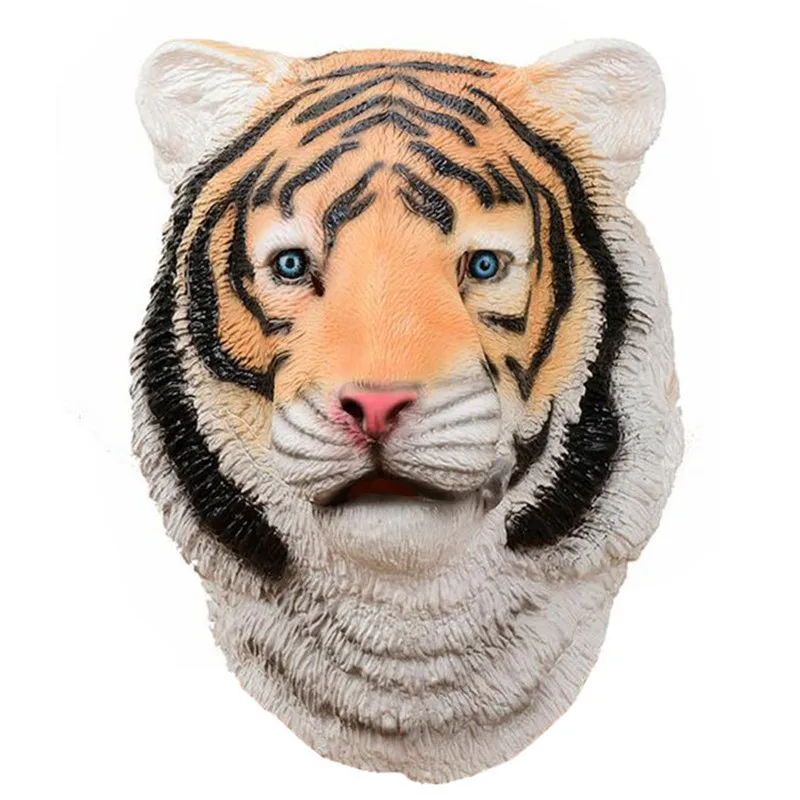 

FunnyTiger Mask Mascaras De Latex Realista Masquerade Masks Halloween Party Cosplay Animal Masque Role Playing Accessories Props