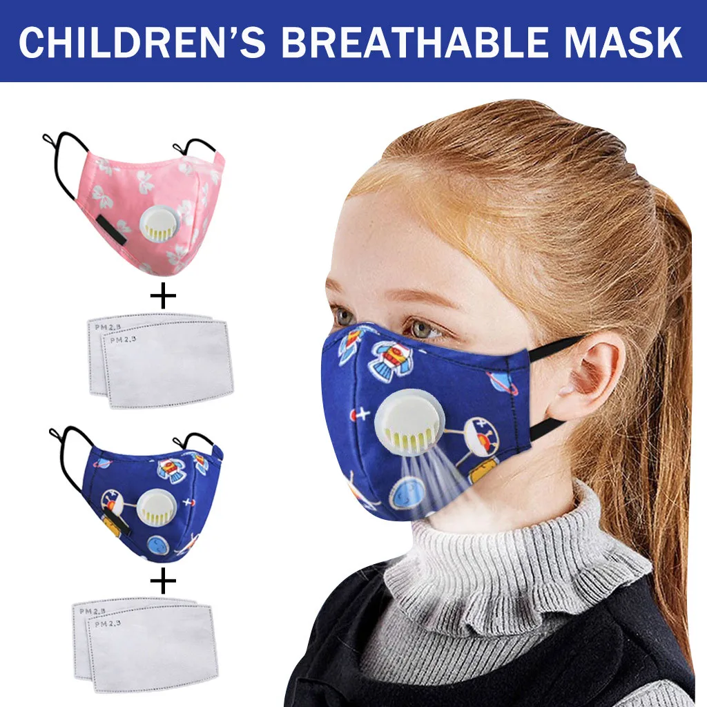 

4 Pc Kids Anti Pollution PM2.5 Mouth Face Maske Breathing Valves Activated Carbon Filter Pad Kids Anti-dust Maske Handkerchief