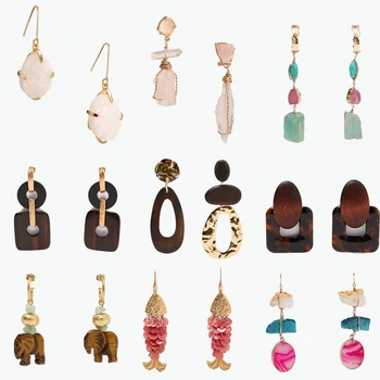 

JUJIA ZA 2020 New Fashion Drop Earring For Women Boho Vintage Dangle Earring Acrylic Resin Stone Earring Wholesale