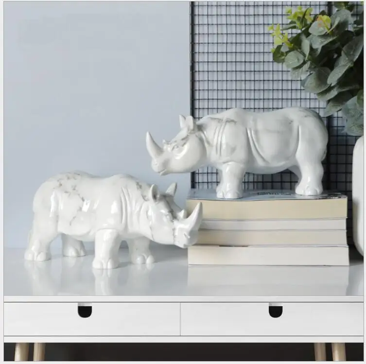 Европейский смолы мраморная носорога украшения домашнего декора гостиной