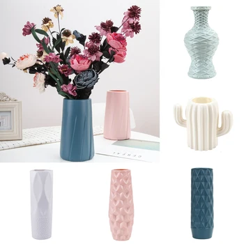 

Plastic Shatter-proof Flower Pot Vase Modern Study Room Hallway Wedding Home Office Decor Tabletop Vase