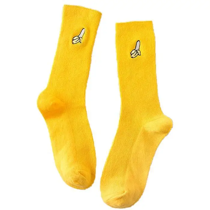 Модные удобные носки из хлопка с рисунком фруктов; сезон весна-осень; носки средней длины без пятки 0,045 кг; носки средней длины с принтом