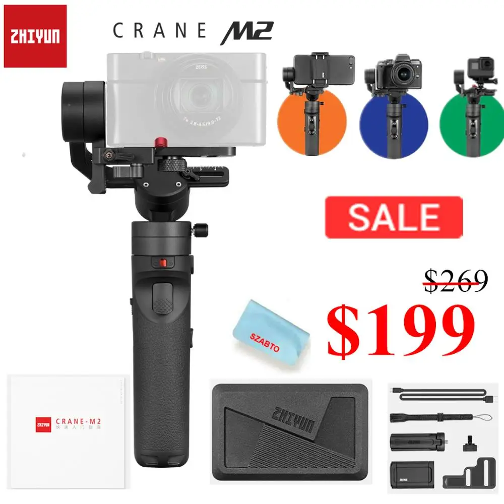  Zhiyun Crane M2 3-Axis Handheld Gimbal Stabilizer for Mirrorless Cameras Smartphones Gopro Stabiliz