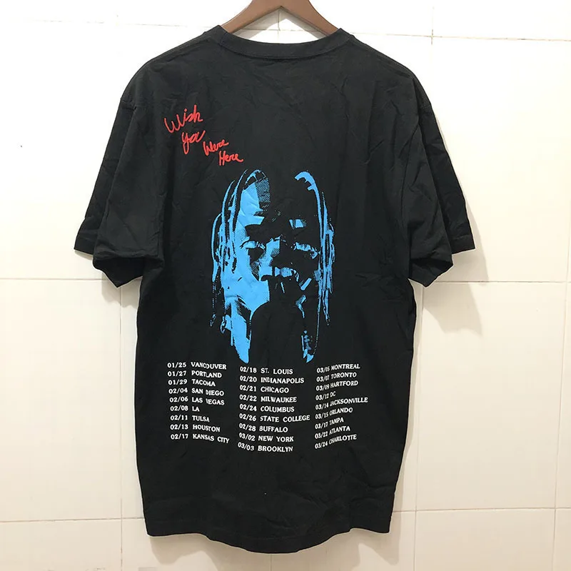 Черный Трэвиса Скотта Astroworld Tour футболка хип-хоп мода короткий рукав Мужчины Женщины Летний стиль Трэвиса Скотта ASTROWORLD футболка
