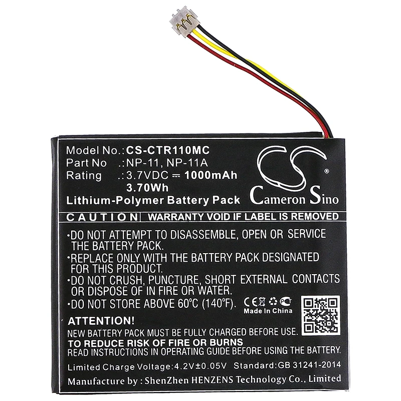 Cameron Sino для Casio NP-11 TR Mini, TR-M11 1000 mAh/WH