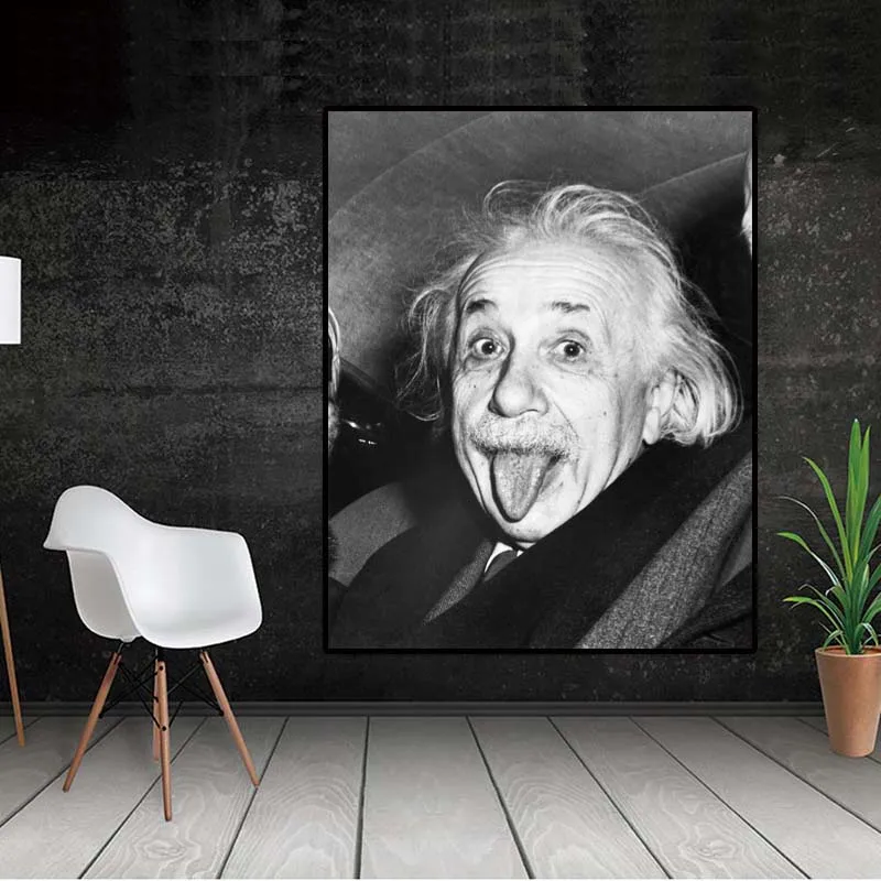 

Vintage Print Black Poster Einstein Portrait Modern Canvas Painting Cuadros Wall Pictures For Living Room,Bedroom Home Decor