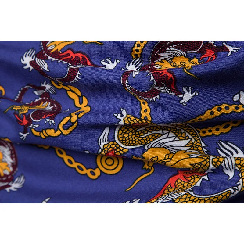 HuLooXuJi мужские рубашки с длинными рукавами китайский дракон печати нация цветок пляжные летние блузки US Размер: XS-2XL