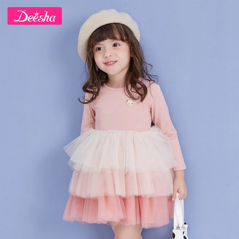 

Toddler Kids Baby Children's Autumn Dress Dresses for Girls Clothes Long Sleeve Wedding Party Lace Tutu Layered Princess Dress