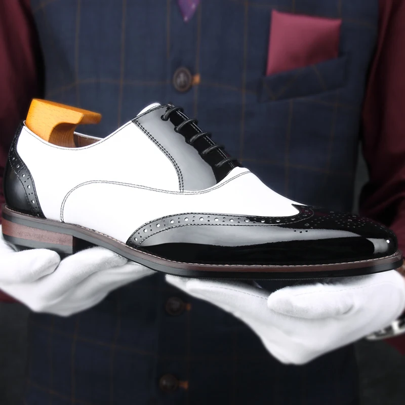 Mixed Colors Shoes Британский бренд; мужские свадебные оксфорды ручной работы из лакированной кожи с квадратным носком; Мужская официальная обувь; броги; HKN125 - Цвет: Mixed Colors Shoes