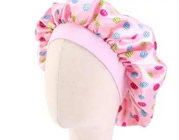

Kids Satin Bonnet Cap Night Sleep Hair Protect Head Cover Wide Band Hat