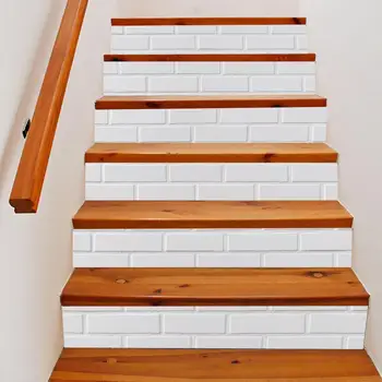 

AsyPets White Brick Texture Stairs Decal Wall Sticker for Home Decoration