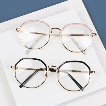 

Metal Half Frame Myopia Glasses Large Oversized Eyeglasses for Women Men Anti Blue Light Nearsighted Glasses Diopter -1.0~-4.0
