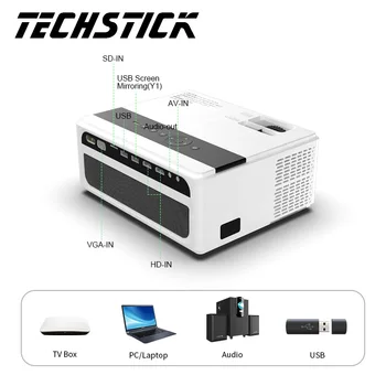 

Techstick New LED 8000 Lumens Projector 4K 1080P Full HD HDMI WIFI LCD Home Theater Movie Beamer Proyector 180'' Screen