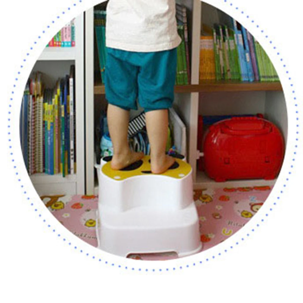 Baby Double Step Stool The Winking Panda for Kids Anti-Slip Childs Foot Stool