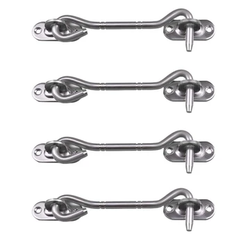 

Cabin Hook Eye Latch For Doors,4 Pack Privacy Hook With Mounting Screws For Gate Window, Slide Barn Door Latch Hook In Solid Pol