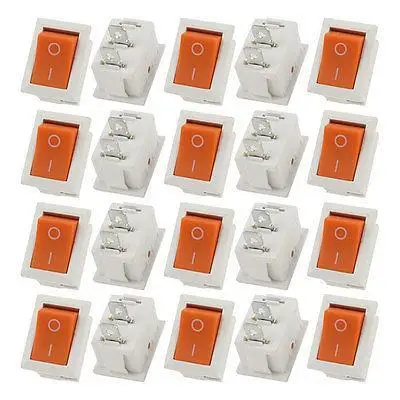 

20 Pcs AC 250V/125V 10A/6A 2 Pin KCD1 White Orange Button Boat Rocker Switch