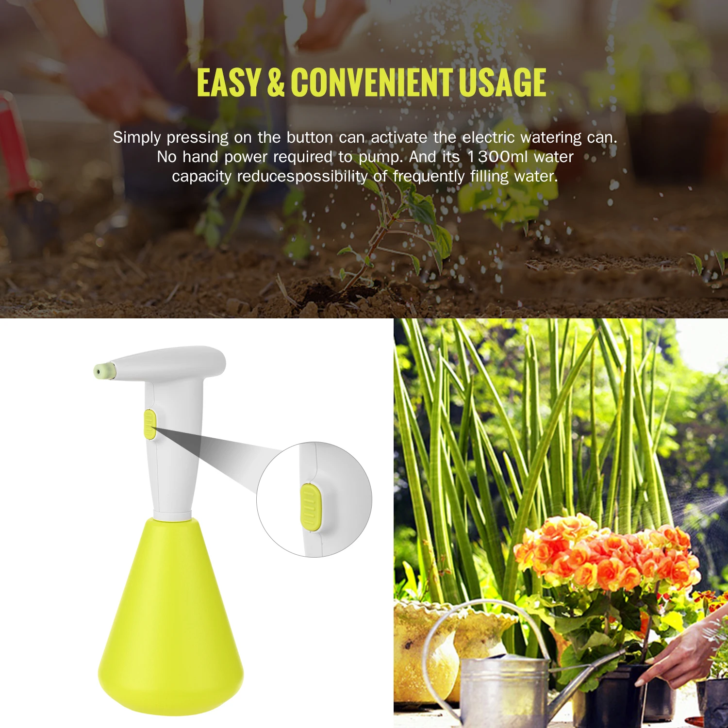 Electric sprayer watering can lithium battery rechargeable household watering pot 2L watering can Washing Car Flower Plant
