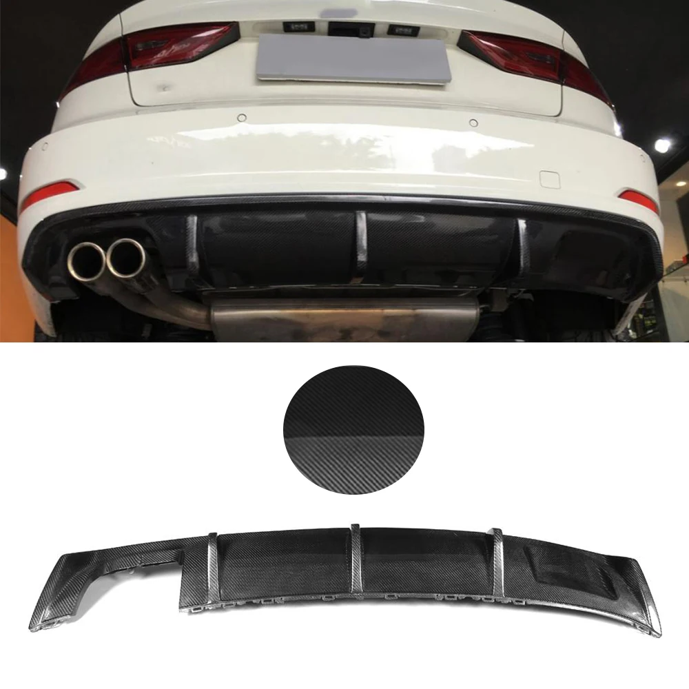 One Exhaust Carbon Углеродного волокна/FRP задний диффузор бампер спойлер для Audi A3 Стандартный седан 8V 4 двери 2013 - Цвет: One Exhaust Carbon