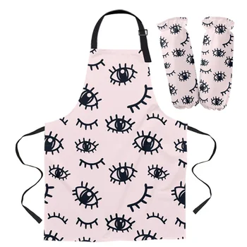 

Eye Line Drawing Black Eyelashes Apron Kitchen Household Cleaning Pinafore Home Cooking Apron Kitchen Aprons for Woman