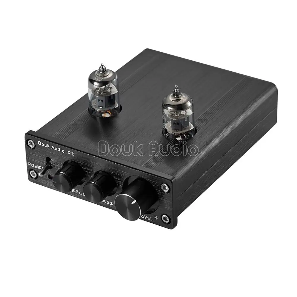 Douk Аудио Мини Вакуумный ламповый предусилитель HiFi домашний стерео аудио бас предусилитель контроль тона - Цвет: Черный