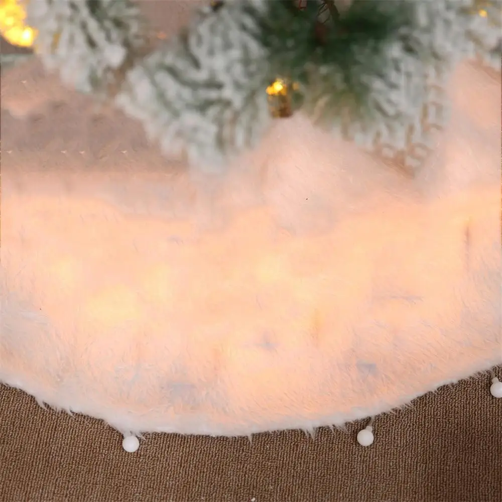 Soft Christmas Long Hair Christmas Tree Skirt Plush Tree Skirt Pure White Pad Xmas Decor buffalo plaid kerstboom rok@30