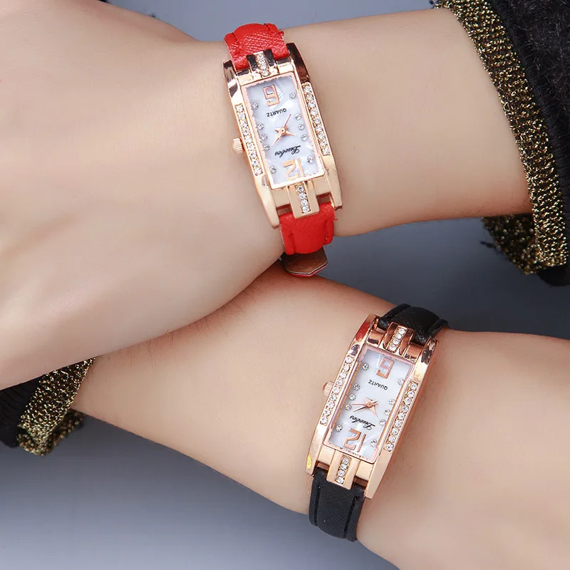 

Ladies' Watch Fashion Man-made Diamond Students Quartz Watch Rectangular Korean-style WOMEN'S Watch Exquisite Watch