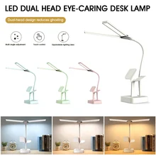 

LED Desk Lamp Dual Head Dimmable Desk Light for Home Office 3 Modes Adjustable Angle DC5V Power Supply Touch Control