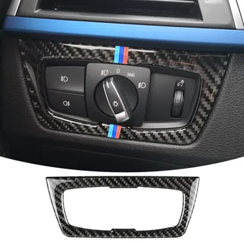 

Carbon Fiber Headlight Switch Buttons Decorative Frame Cover Decals Dashboard Interior Car Stickers for BMW F30 F34 Car Styling