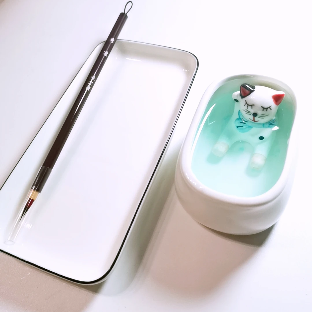 Paint Tray Color Palette Watercolor Palette Ceramic Paint Cleaning Pen Bucket 3 Sets of Paint Palette Tray Wash Pen Holder