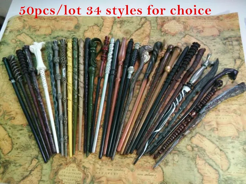 

50 Pcs/Lot MR Potter Narcissa Black Malfoy Ron Weasley Hermione Granger COS Magic Magical Wand Wizard Christmas Gift Magic Stick