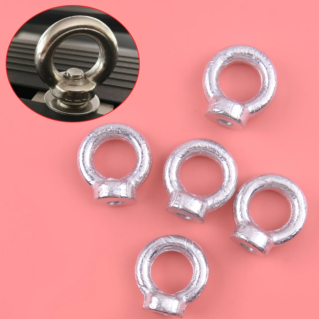 5Pcs M8 Eye Nut Adatto Per Rhino Thuli Pro Yakima Portapacchi T & C Channel Uniform Force Acciaio Al Carbonio Argento