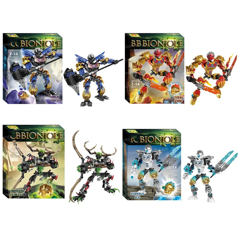 

BIONICLE Series Kopaka Uniter of Ice Jungle Rock Water Earth Ice Fire Protecto action Building Block figures Children Christmas