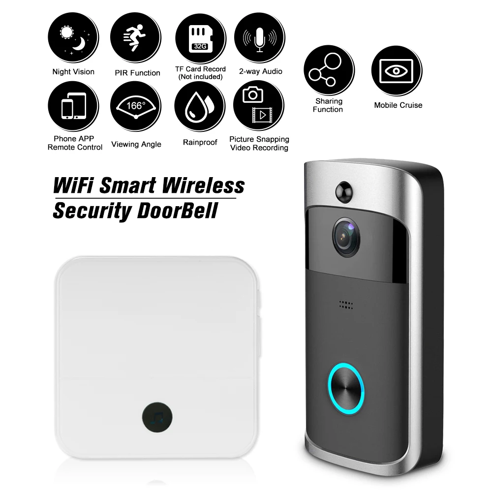 Smart HD 1080P беспроводной видеодомофон Wi-Fi видео дверной телефон Визуальный дверной звонок wifi дверной Звонок камера для квартиры ИК сигнализация