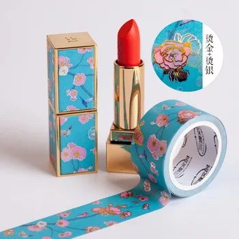

Peach Blossom Flower Washi Tape Decorative Lipstick Perfume Makeup Sticker Adhesive Tape DIY Scrapbooking Diary Paper Stickers