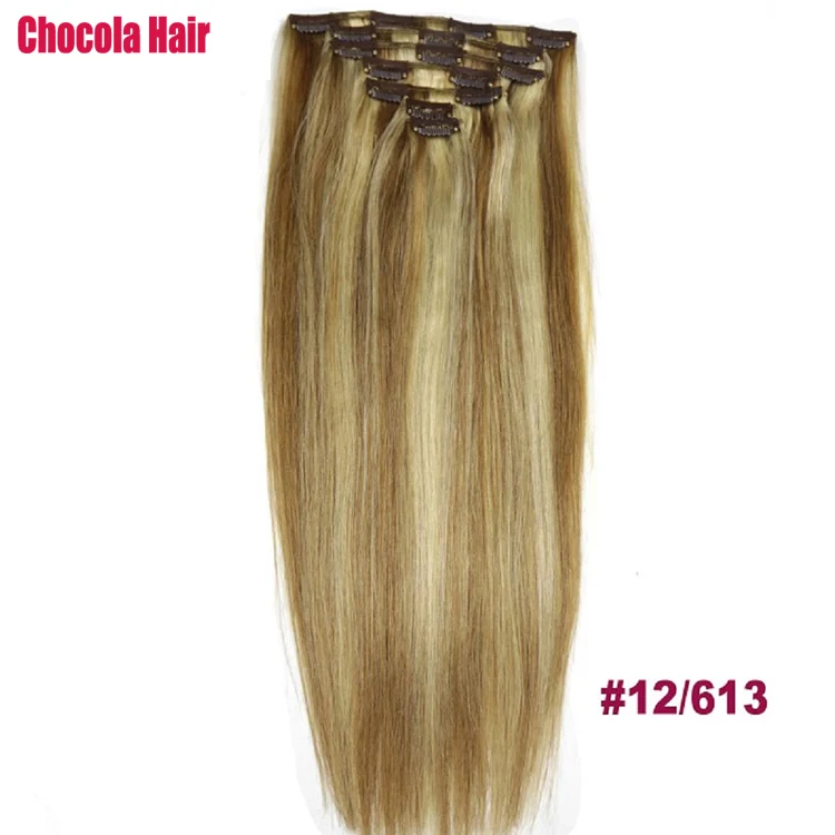 Chocola, бразильские волосы remy на всю голову, 7 шт. в наборе, 120 г, 16-28 дюймов, натуральные прямые человеческие волосы для наращивания на заколках