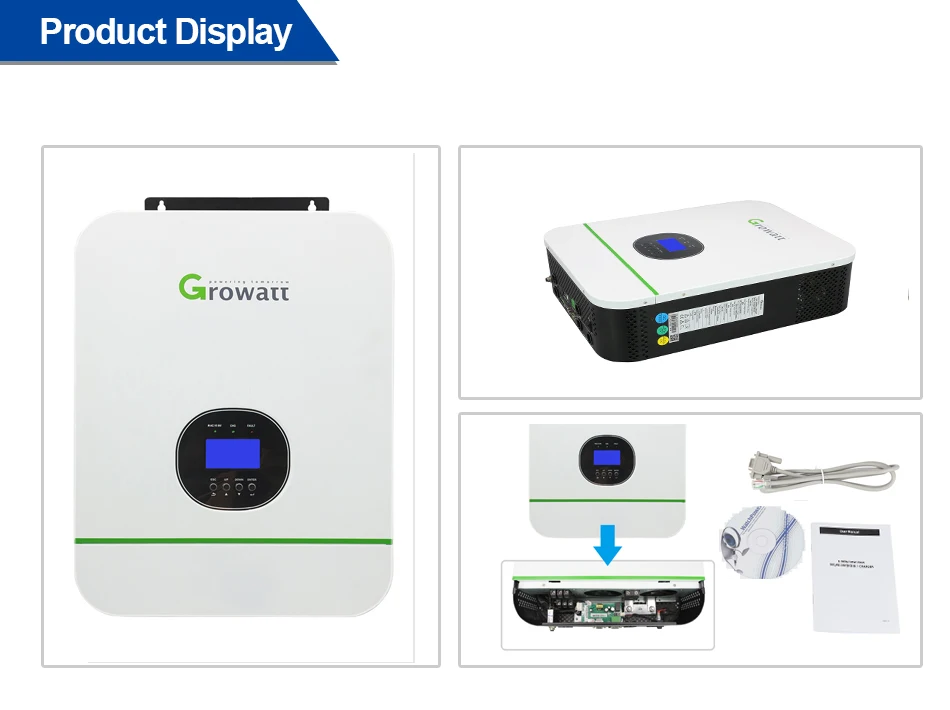 Híbrido da Onda de Seno de Growatt Fora do Inversor do Laço da Grade de Alta Frequência com Controlador Solar de Mppt Inversor Solar Puro 110v 80a 3000w 24v Computers & Electronics