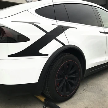 

2PCS/Set Car Door Side Tail Stickers Graphics Vinyl PVC Decal For Tesla Model X Auto Body Decor Captivating Wrap Car Accessories
