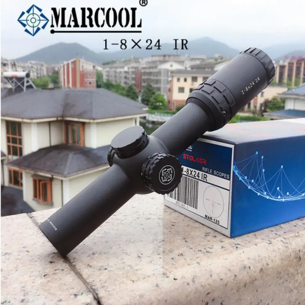 MARCOOL 1-8X24 IG RIFLESCOPE красная подсветка Охотничий Тактический коллиматор прицел Сетка страйкбол винтовка на открытом воздухе cqb