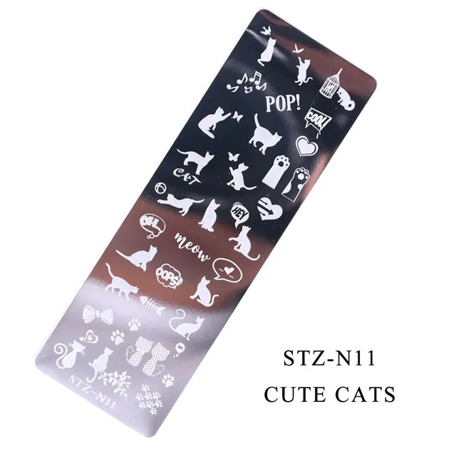 BearPaw новые наклейки для ногтей 11 дизайн в 1 черный милый кот дизайн Переводные стикеры 3D на ногти Nail Art Переводные картинки подарок для девочек Аксессуары - Цвет: STZ-N011