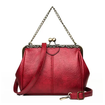 

Vintage Shoulder Bags Women Pu Leather Clip Lock Women Messenger Bag Small Brand Designer Female Handbag Ladies Sac