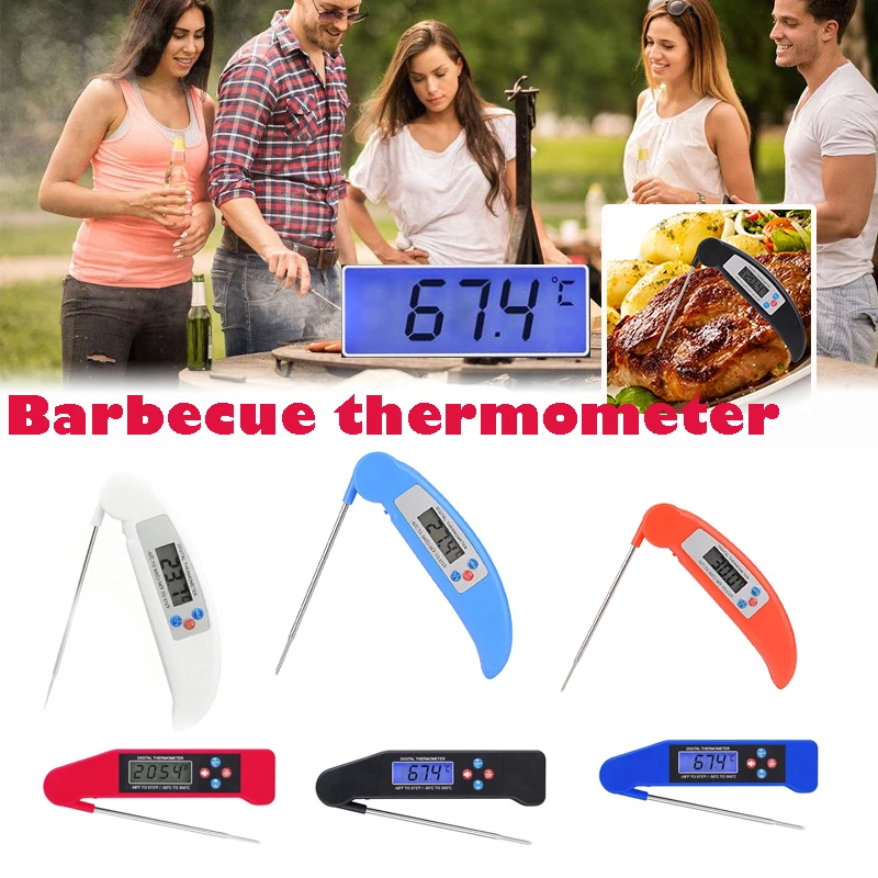 Probe Barbecue Grill Thermometer Digital Foldable Kitchen Broadcast Backlight