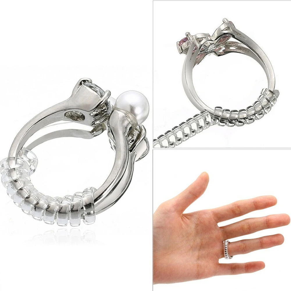 4 шт./компл. DIY прозрачный Пластик вставка эластичной Acccessories Невидимый Кольцо Размеры регулятор ювелирные изделия Tightener Зажим инструменты для изменения размера