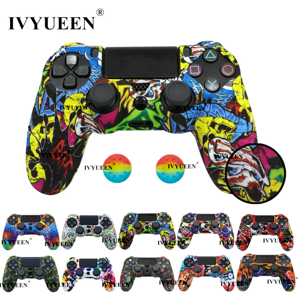 Iyueen для playstation 4 PS4 Pro тонкий контроллер Противоскользящий силиконовый защитный чехол с 2 захватами крышки для Dualshock 4